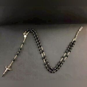 DOLCE&GABBANA Rosary Cross Pendant Necklace w/bag